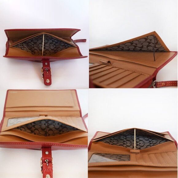 Coach Vintage Hamptons Red Leather Large Trifold Wallet with Buckle - Picture 12 of 15